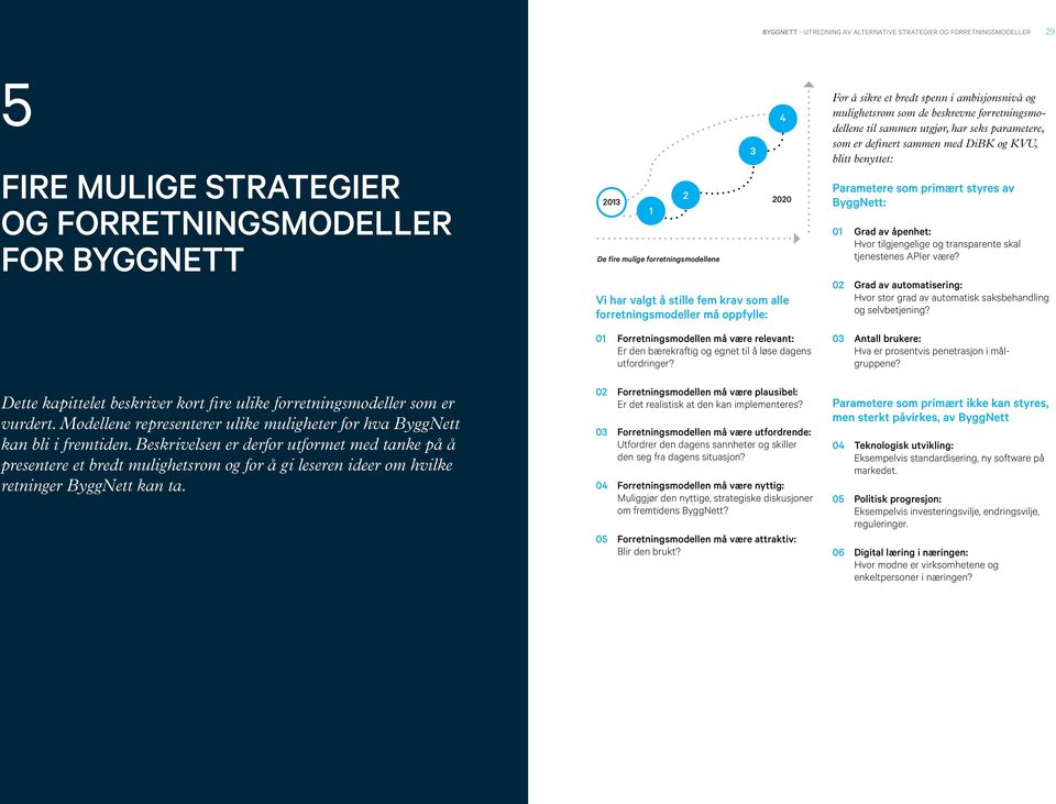 Beskrivelsen er derfor utformet med tanke på å presentere et bredt mulighetsrom og for å gi leseren ideer om hvilke retninger ByggNett kan ta.