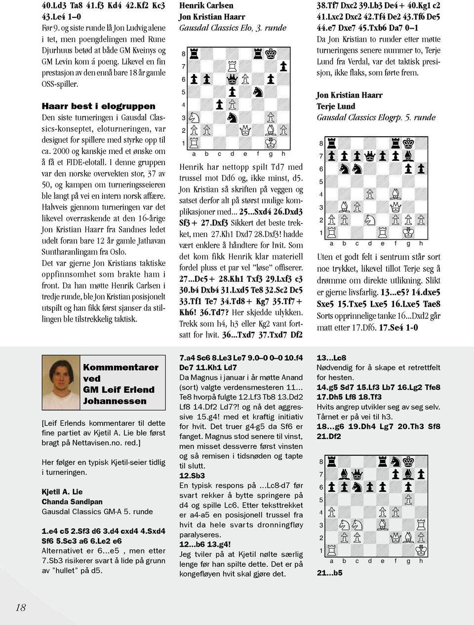 Haarr best i elogruppen Den siste turneringen i Gausdal Classics-konseptet, eloturneringen, var designet for spillere med styrke opp til ca. 2000 og kanskje med et ønske om å få et FIDE-elotall.