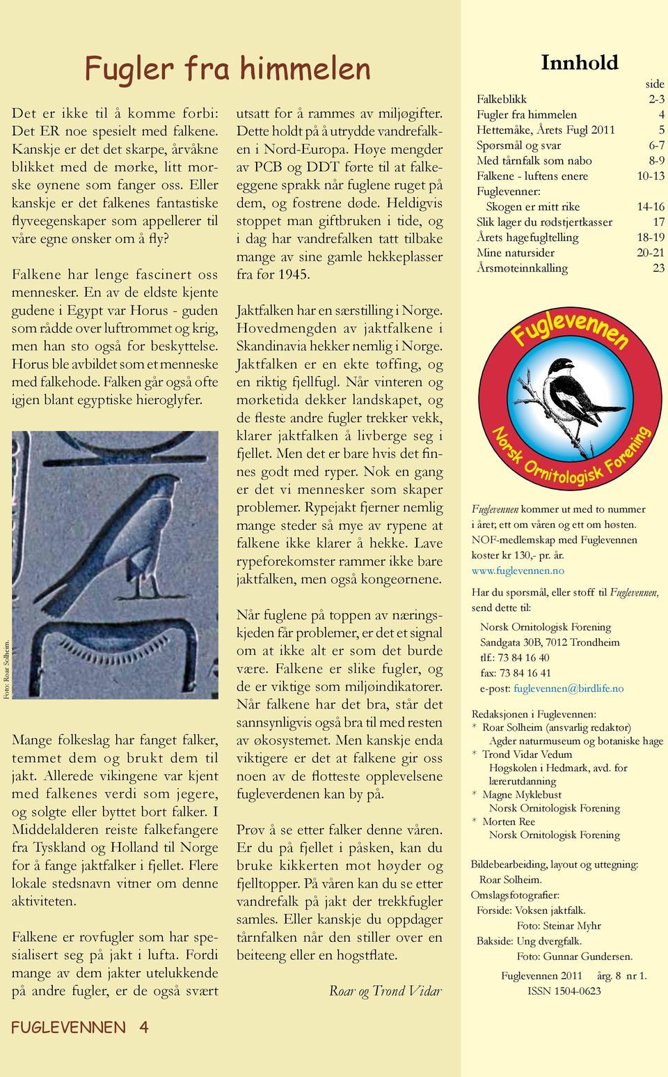 En av de eldste kjente gudene i Egypt var Horus - guden som rådde over luftrommet og krig, men han sto også for beskyttelse. Horus ble avbildet som et menneske med falkehode.