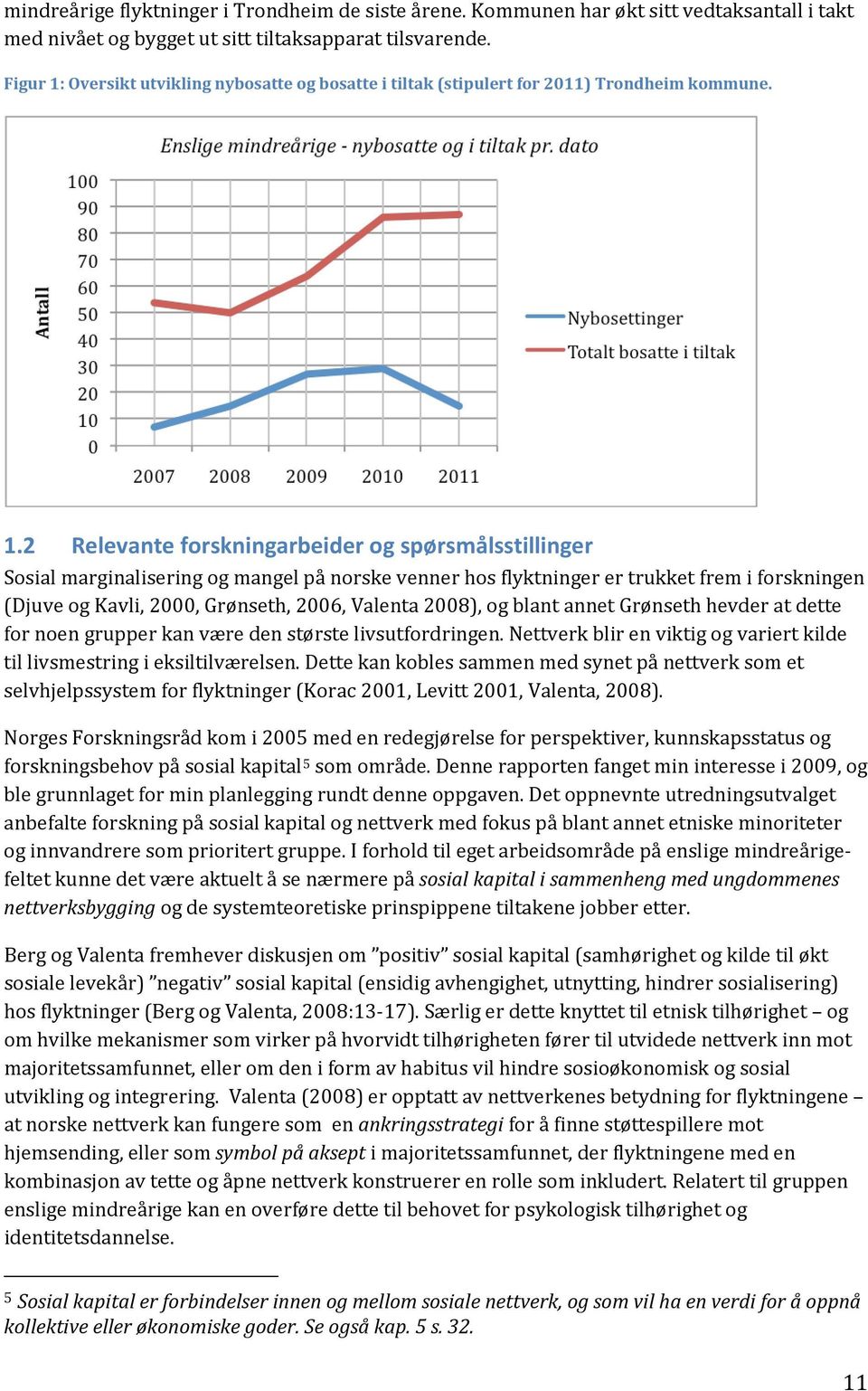 Oversikt utvikling nybosatte og bosatte i tiltak (stipulert for 2011) Trondheim kommune. 1.