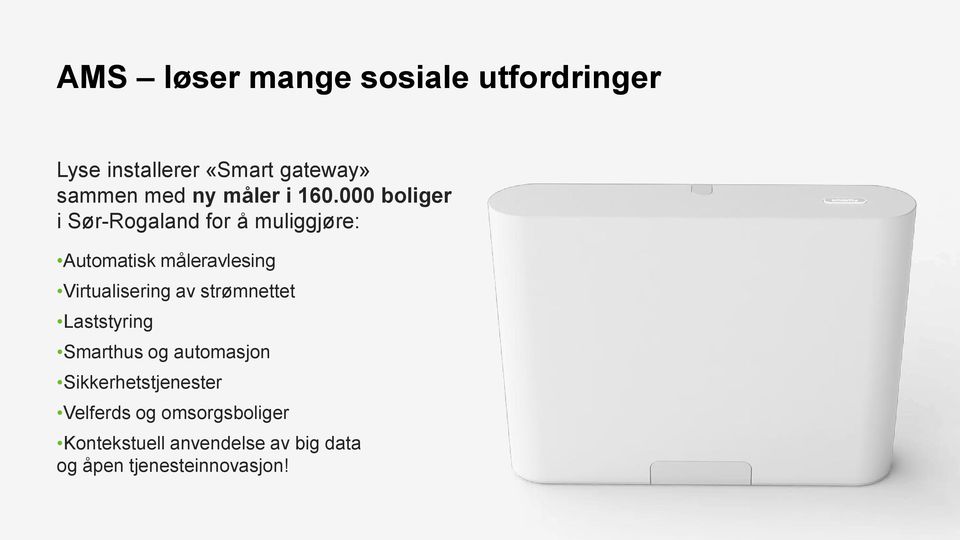 000 boliger i Sør-Rogaland for å muliggjøre: Automatisk måleravlesing Virtualisering