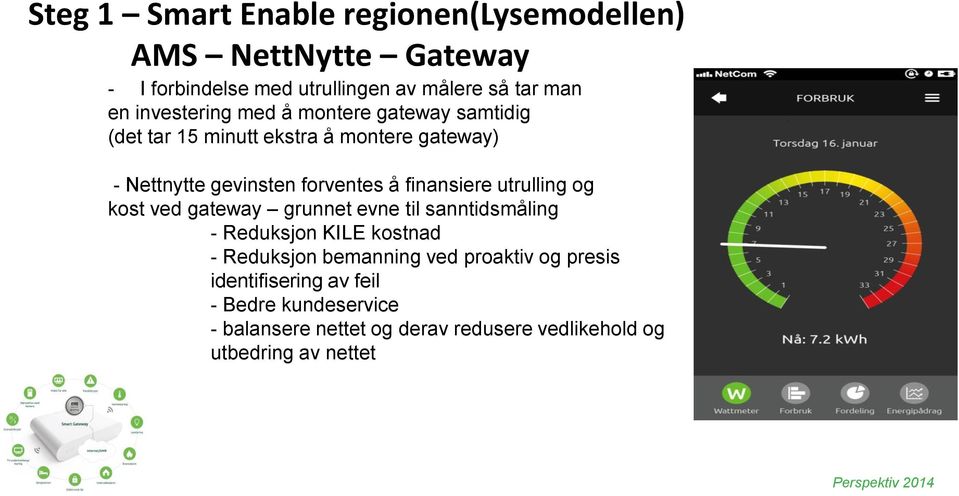 finansiere utrulling og kost ved gateway grunnet evne til sanntidsmåling - Reduksjon KILE kostnad - Reduksjon bemanning ved