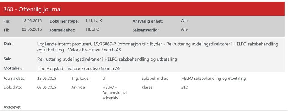 2015 tgående internt produsert, 15/75869-7 Informasjon til tilbyder - Rekruttering