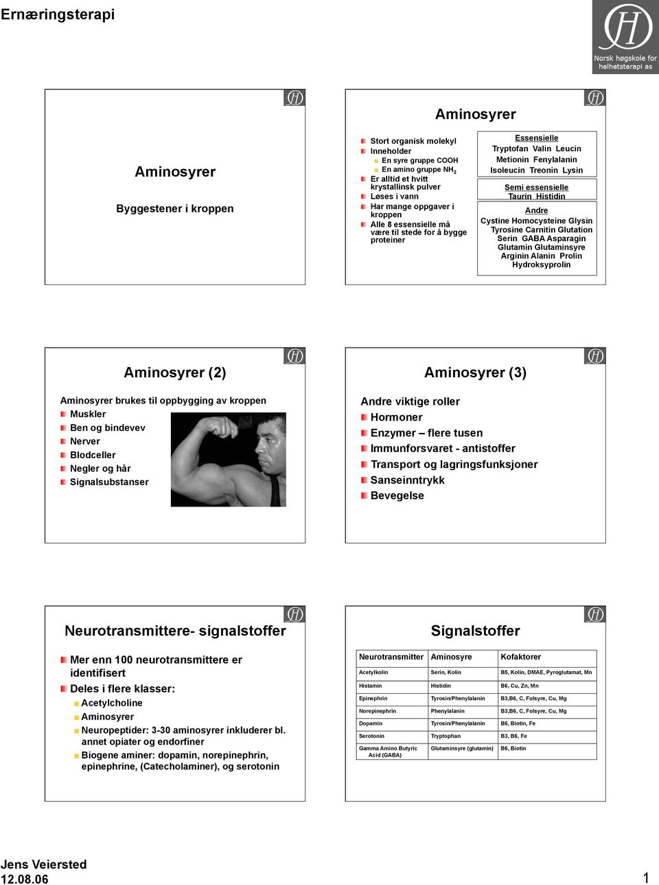 Carnitin Glutation Serin GABA Asparagin syre Arginin Alanin Prolin Hydroksyprolin (2) brukes til oppbygging av kroppen Muskler Ben og bindevev Nerver Blodceller Negler og hår Signalsubstanser (3)