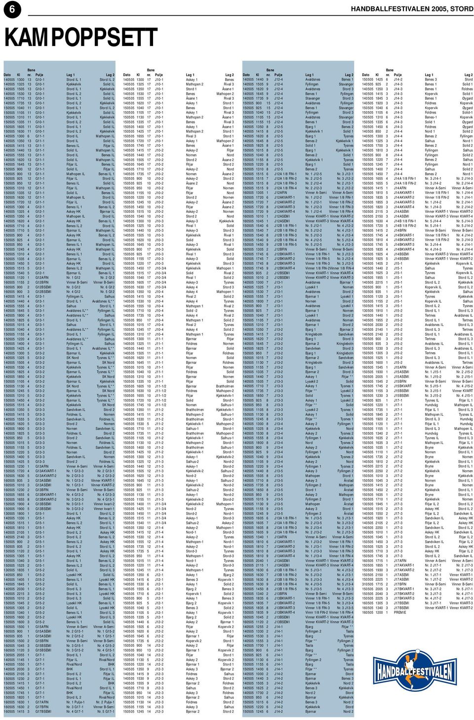 Pulje Lag 1 Lag 2 140505 1300 13 G10-1 Stord IL 1 Stord IL 2 140505 1300 17 J10-1 Askøy 1 Bønes 140505 1440 9 J12-4 Avaldsnes Bønes 1 150505 1425 6 J14-2 Bønes 3 Stord 140505 1325 13 G10-1 Kjøkkelvik