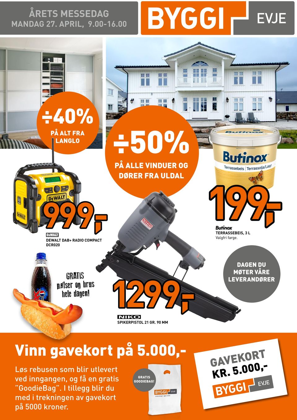 000,- 999,- DEWALT DAB+ RADIO COMPACT DCR020 1299,- 199,- TERRASSEBEIS, 3 L Valgfri farge.