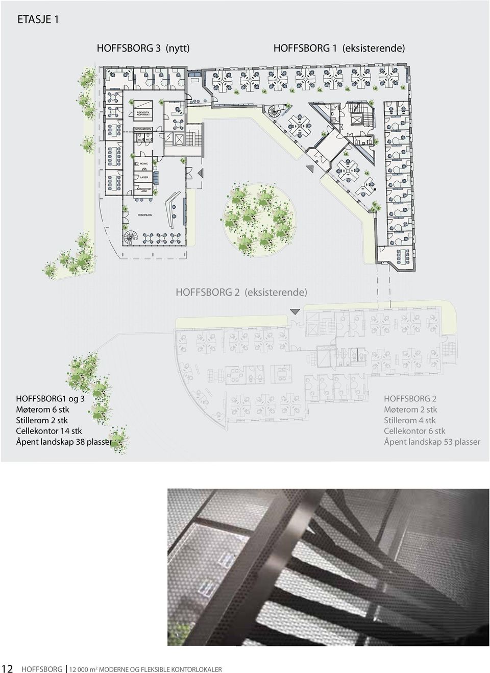 stk Åpent landskap 38 plasser 12 HOFFSBORG 12 000 m2 MODERNE OG FLEKSIBLE