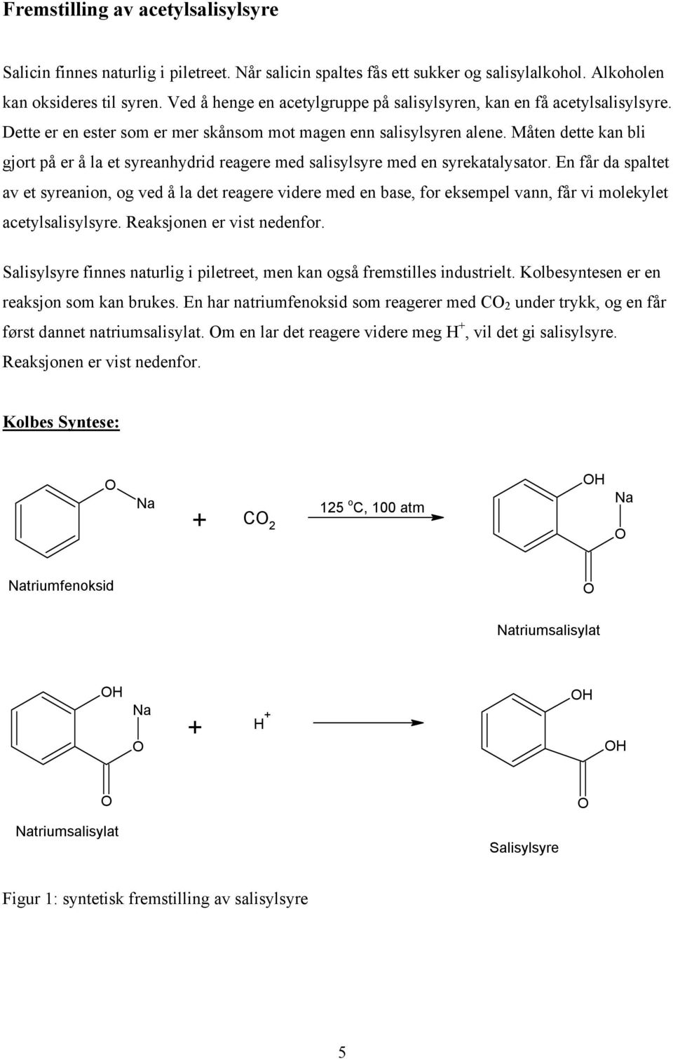 Måten dette kan bli gjort på er å la et syreanhydrid reagere med salisylsyre med en syrekatalysator.