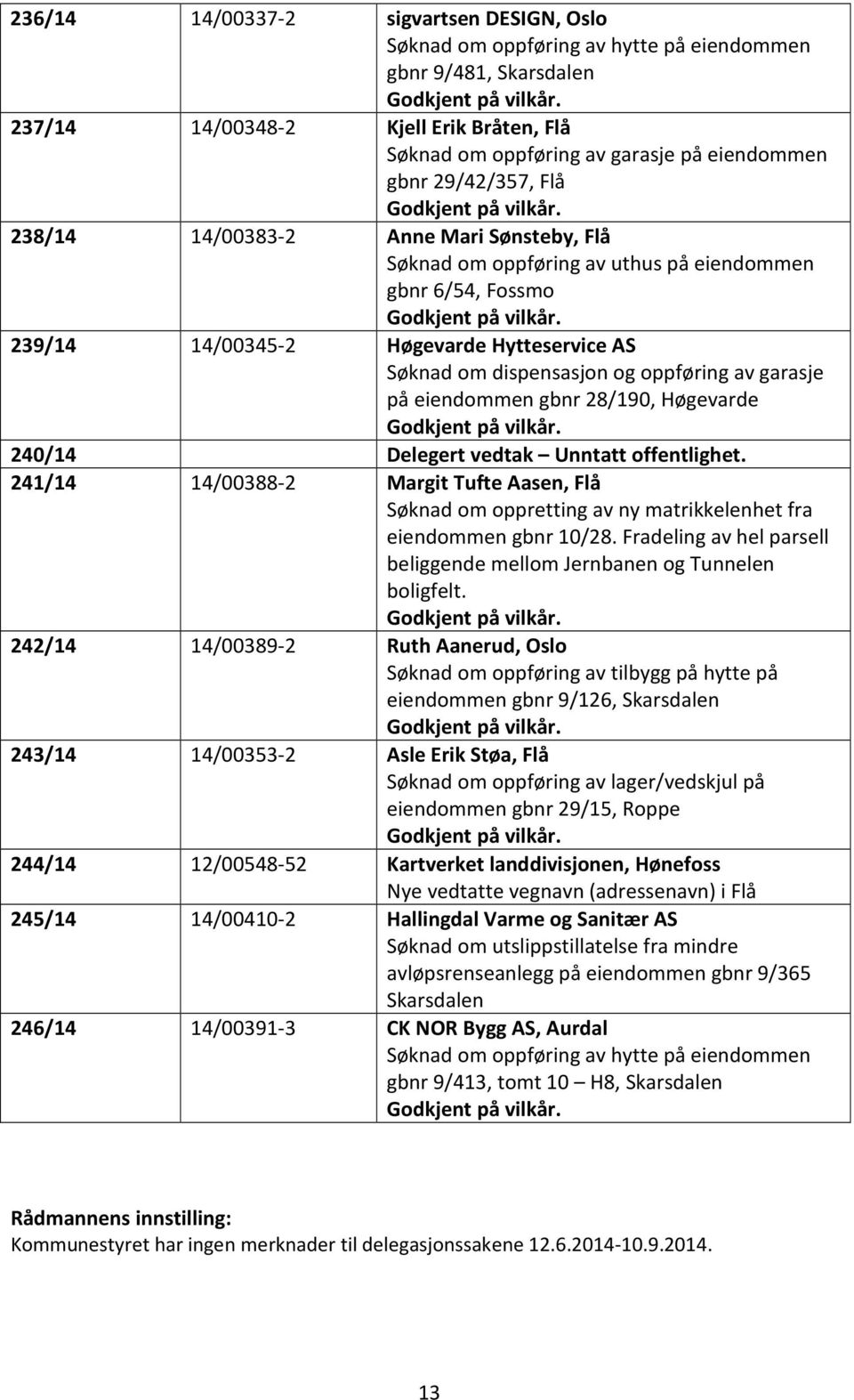 av garasje på eiendommen gbnr 28/190, Høgevarde 240/14 Delegert vedtak Unntatt offentlighet.