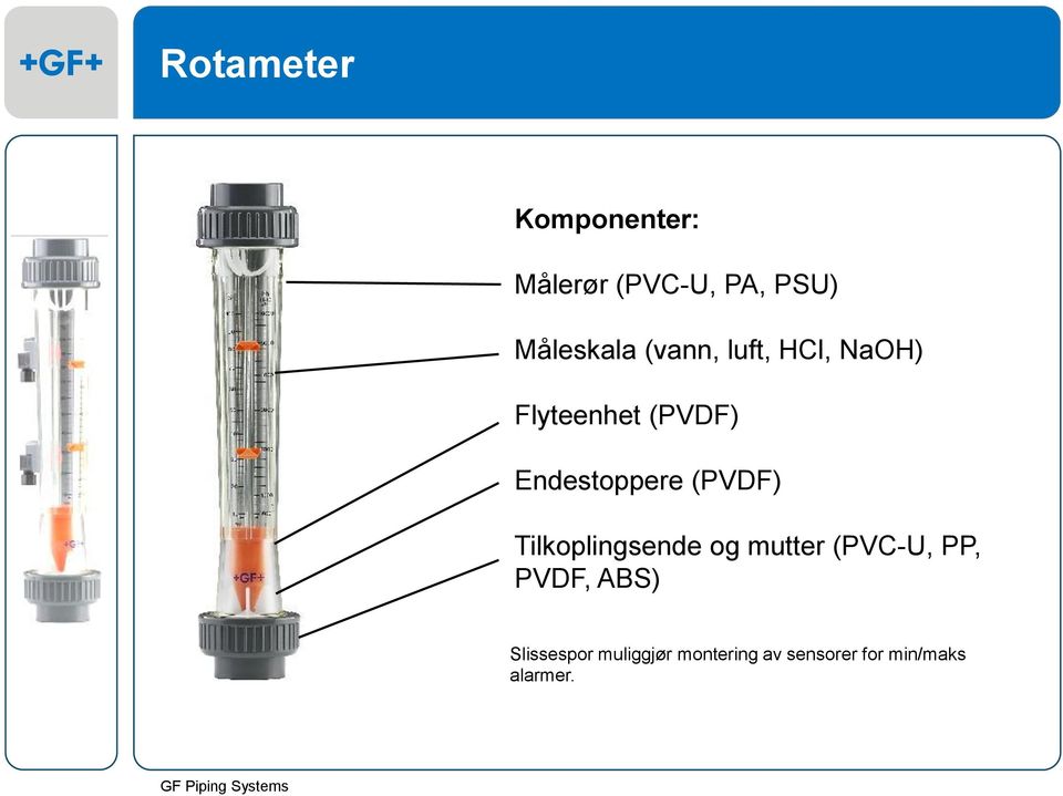 (PVDF) Tilkoplingsende og mutter (PVC-U, PP, PVDF, ABS)