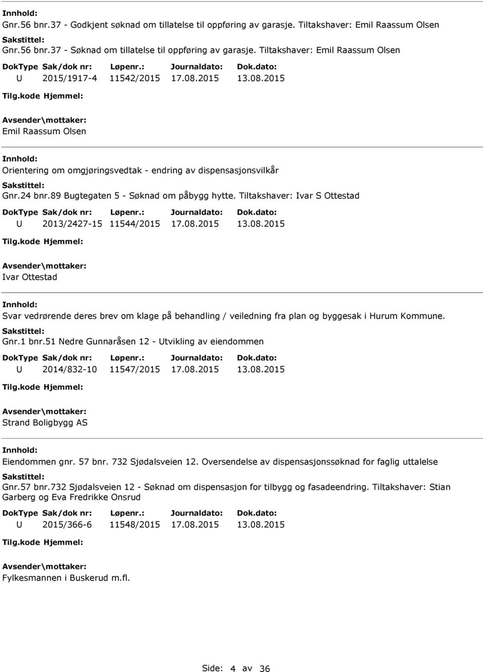 89 Bugtegaten 5 - Søknad om påbygg hytte. Tiltakshaver: var S Ottestad 2013/2427-15 11544/2015 13.08.