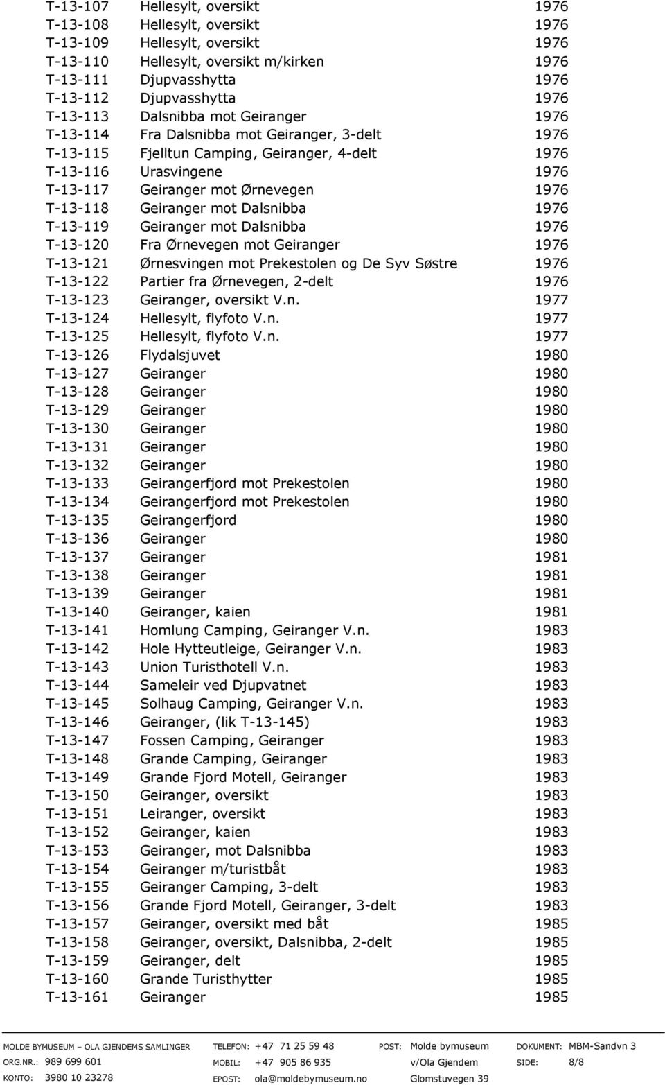 Ørnevegen 1976 T-13-118 Geiranger mot Dalsnibba 1976 T-13-119 Geiranger mot Dalsnibba 1976 T-13-120 Fra Ørnevegen mot Geiranger 1976 T-13-121 Ørnesvingen mot Prekestolen og De Syv Søstre 1976