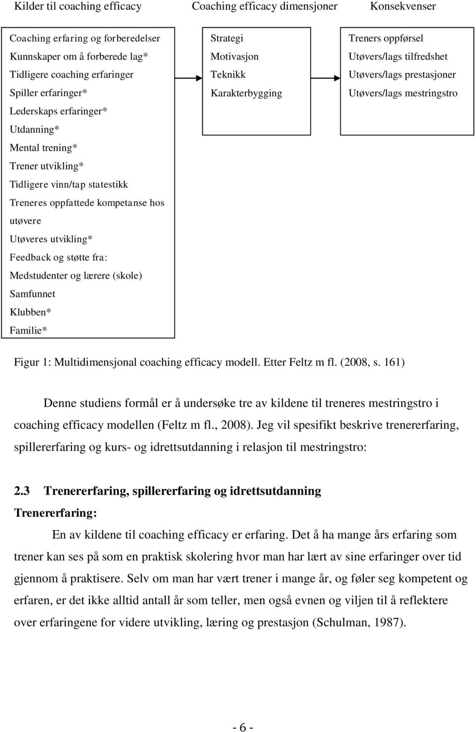 utvikling* Tidligere vinn/tap statestikk Treneres oppfattede kompetanse hos utøvere Utøveres utvikling* Feedback og støtte fra: Medstudenter og lærere (skole) Samfunnet Klubben* Familie* Medspillere*