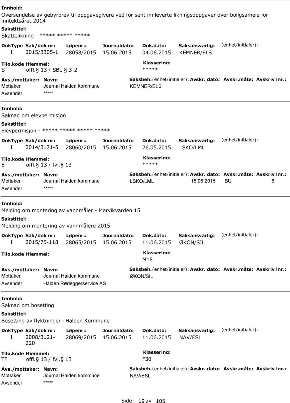 06.2015 ØKON/SL M18 ØKON/SL Avsender Halden Rørleggerservice AS nnhold: Søknad om bosetting Bosetting av flyktninger i Halden Kommune Sak/dok nr: 2008/3121-220 Løpenr.