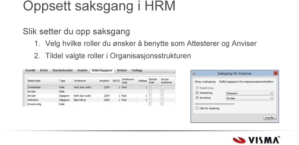 Velg hvilke roller du ønsker å benytte