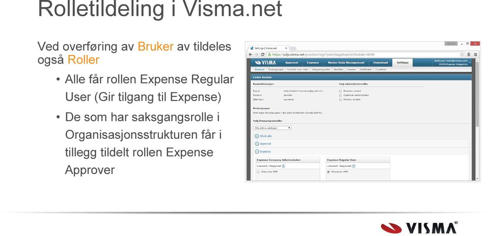 får rollen Expense Regular User (Gir tilgang til Expense)