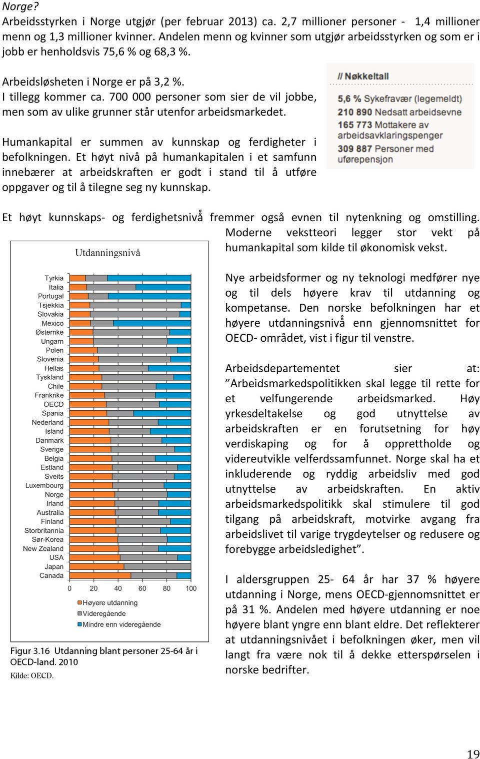 700 000 personer som sier de vil jobbe, men som av ulike grunner står utenfor arbeidsmarkedet. Humankapital er summen av kunnskap og ferdigheter i befolkningen.