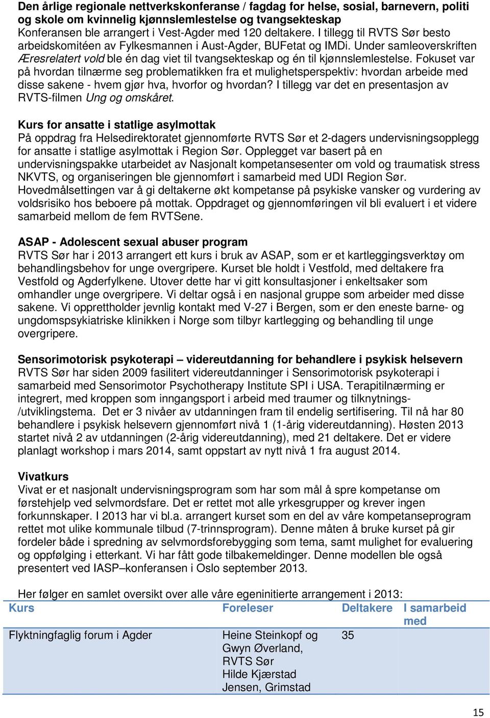 Under samleoverskriften Æresrelatert vold ble én dag viet til tvangsekteskap og én til kjønnslemlestelse.