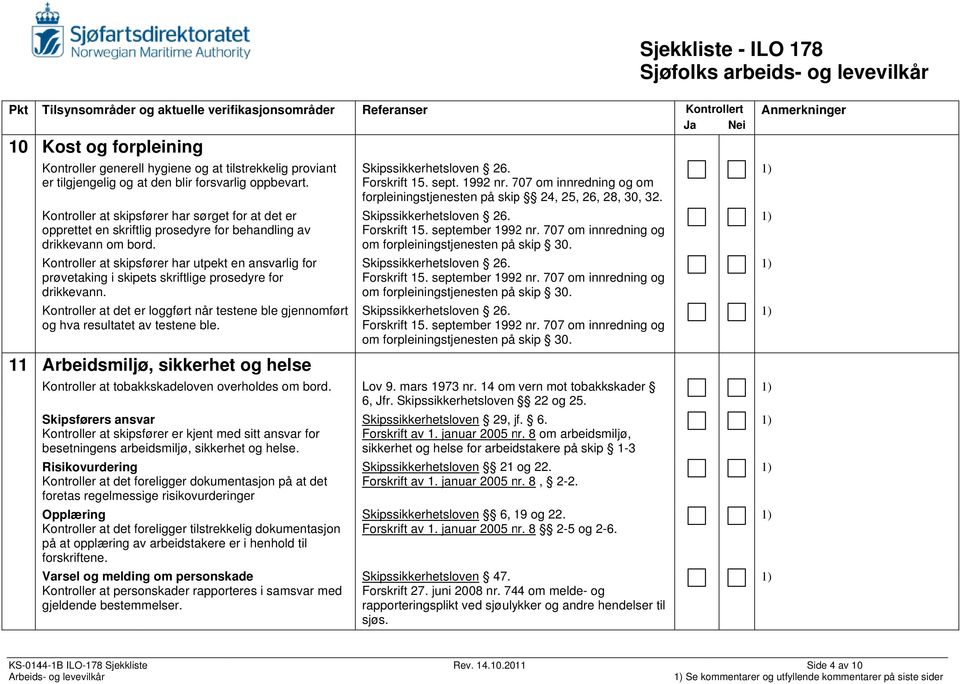 troller at skipsfører har utpekt en ansvarlig for prøvetaking i skipets skriftlige prosedyre for drikkevann. troller at det er loggført når testene ble gjennomført og hva resultatet av testene ble.