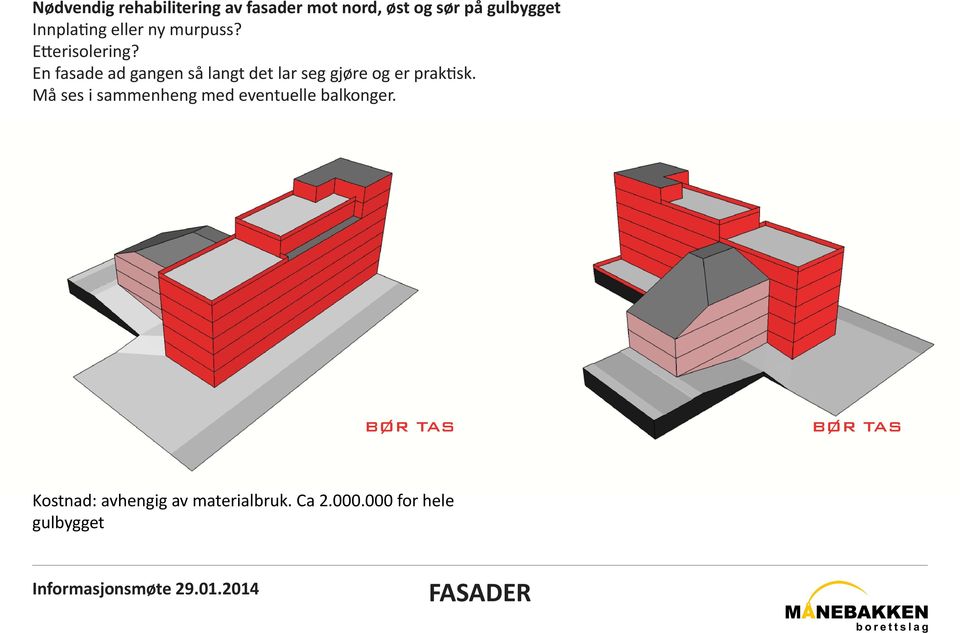 En fasade ad gangen så langt det lar seg gjøre og er praktisk.