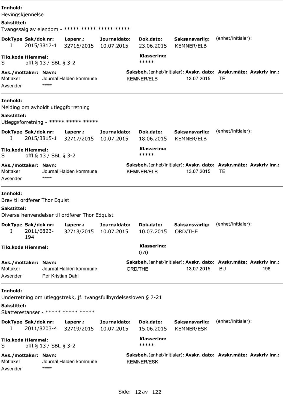 2015 T nnhold: Brev til ordfører Thor quist Diverse henvendelser til ordfører Thor dquist ak/dok nr: 2011/6823-194 Løpenr.