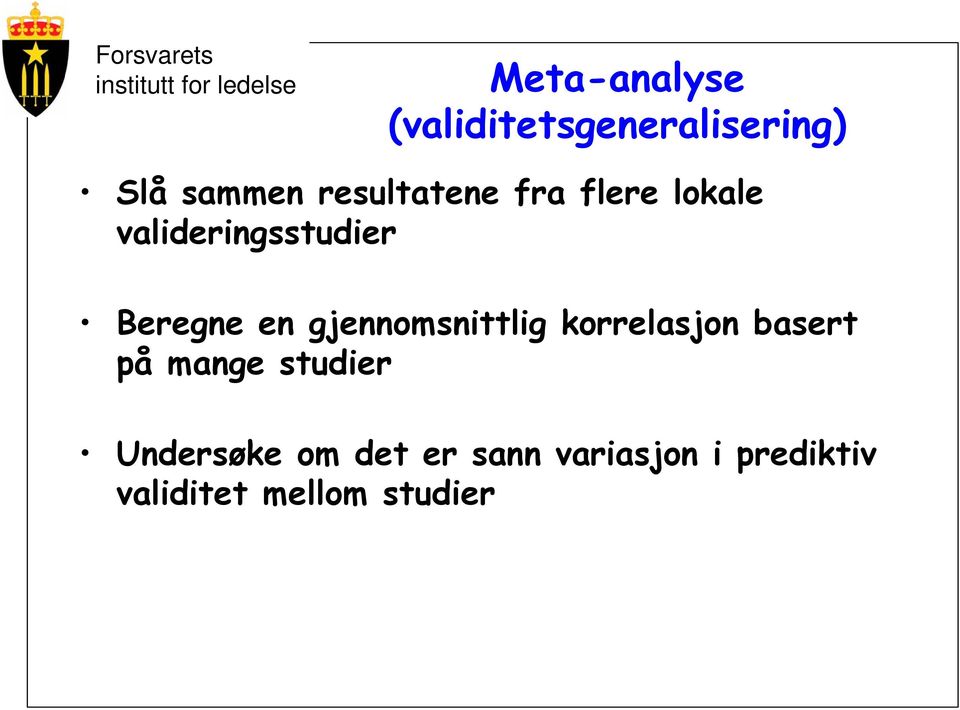 gjennomsnittlig korrelasjon basert på mange studier