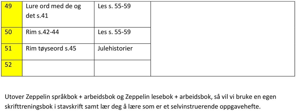 45 Julehistorier 52 Utover Zeppelin språkbok + arbeidsbok og Zeppelin