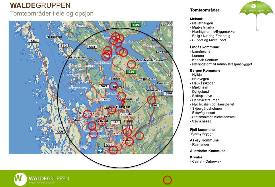 Heiavegen - Haukåsskogen - Mjeldheim - Dyngeland - Biskopshavn - Hetlevikstraumen - Nygårdslien og Haustbeitet - Skjærgårdsholmen -