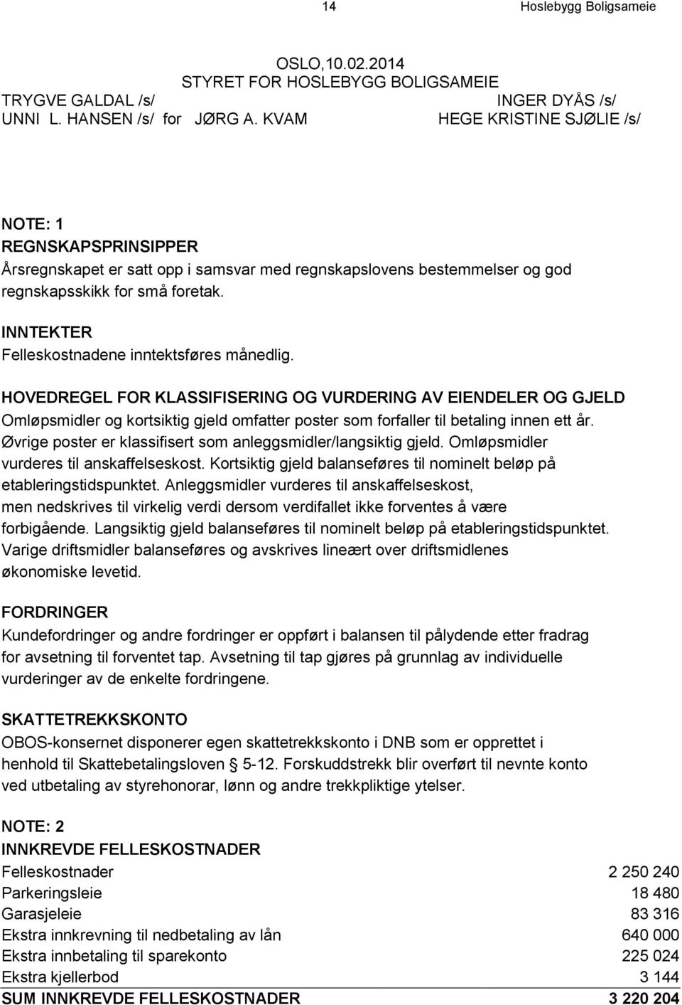 INNTEKTER Felleskostnadene inntektsføres månedlig.