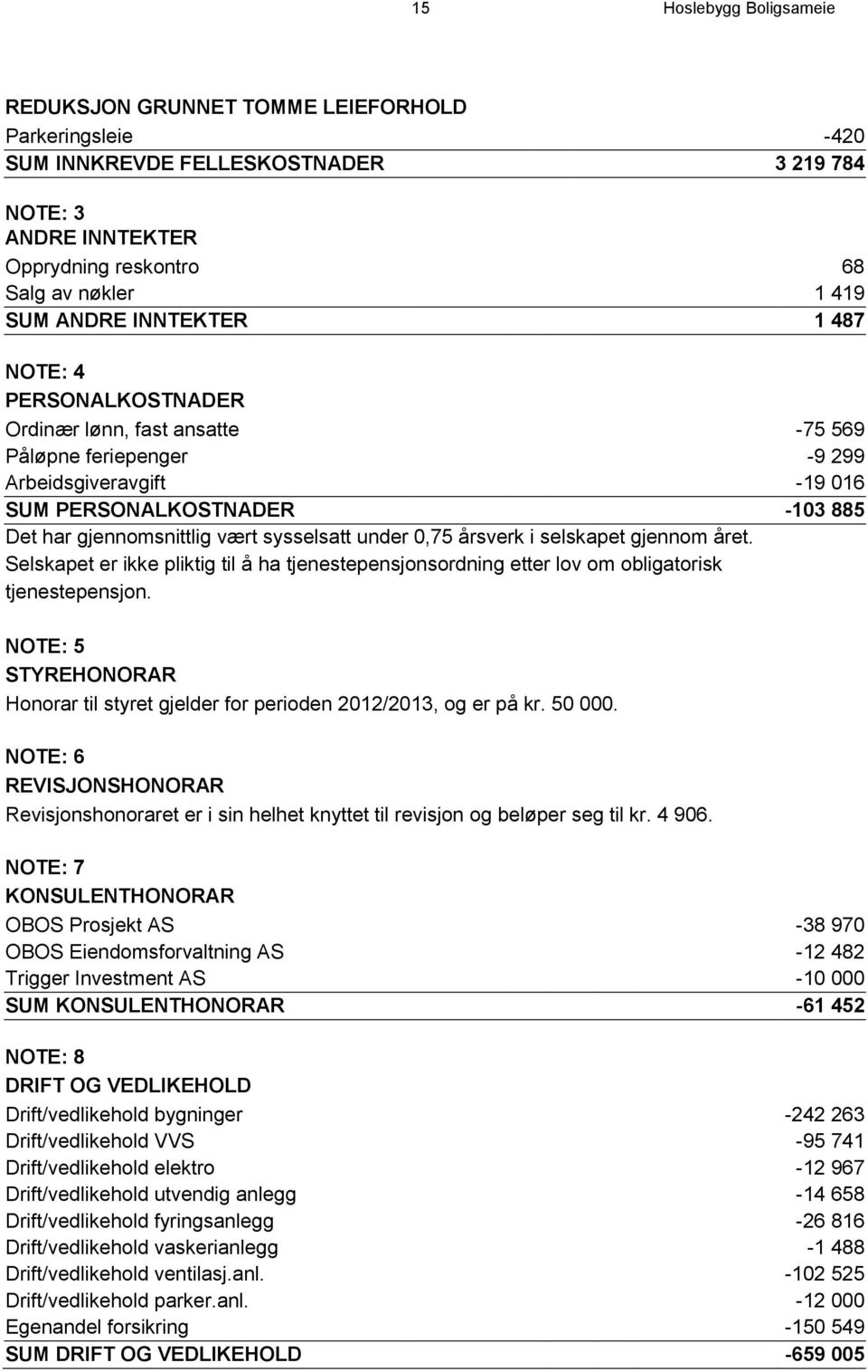 sysselsatt under 0,75 årsverk i selskapet gjennom året. Selskapet er ikke pliktig til å ha tjenestepensjonsordning etter lov om obligatorisk tjenestepensjon.