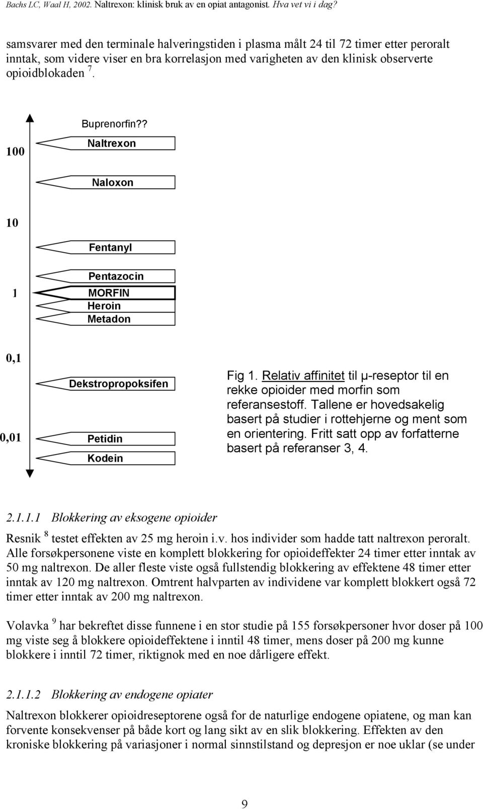 Relativ affinitet til µ-reseptor til en rekke opioider med morfin som referansestoff. Tallene er hovedsakelig basert på studier i rottehjerne og ment som en orientering.