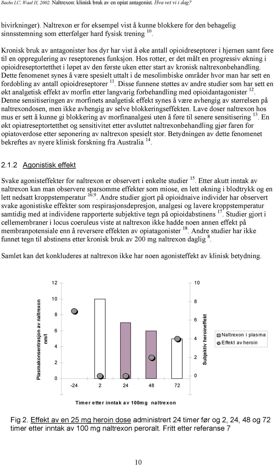 Hos rotter, er det målt en progressiv økning i opioidreseptortetthet i løpet av den første uken etter start av kronisk naltrexonbehandling.