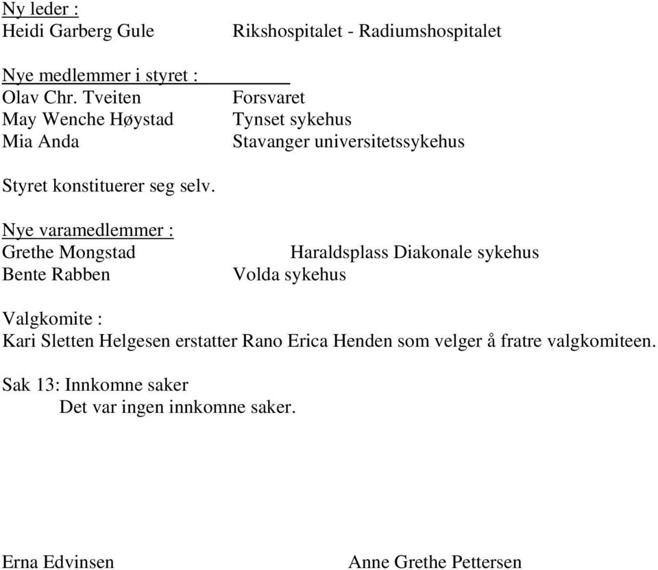 universitetssykehus Styret konstituerer seg selv.