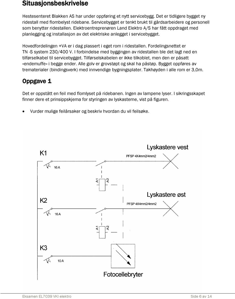 Elektroentreprenøren Land Elektro A/S har fått oppdraget med planlegging og installasjon av det elektriske anlegget i servicebygget. Hovedfordelingen +VA er i dag plassert i eget rom i ridestallen.