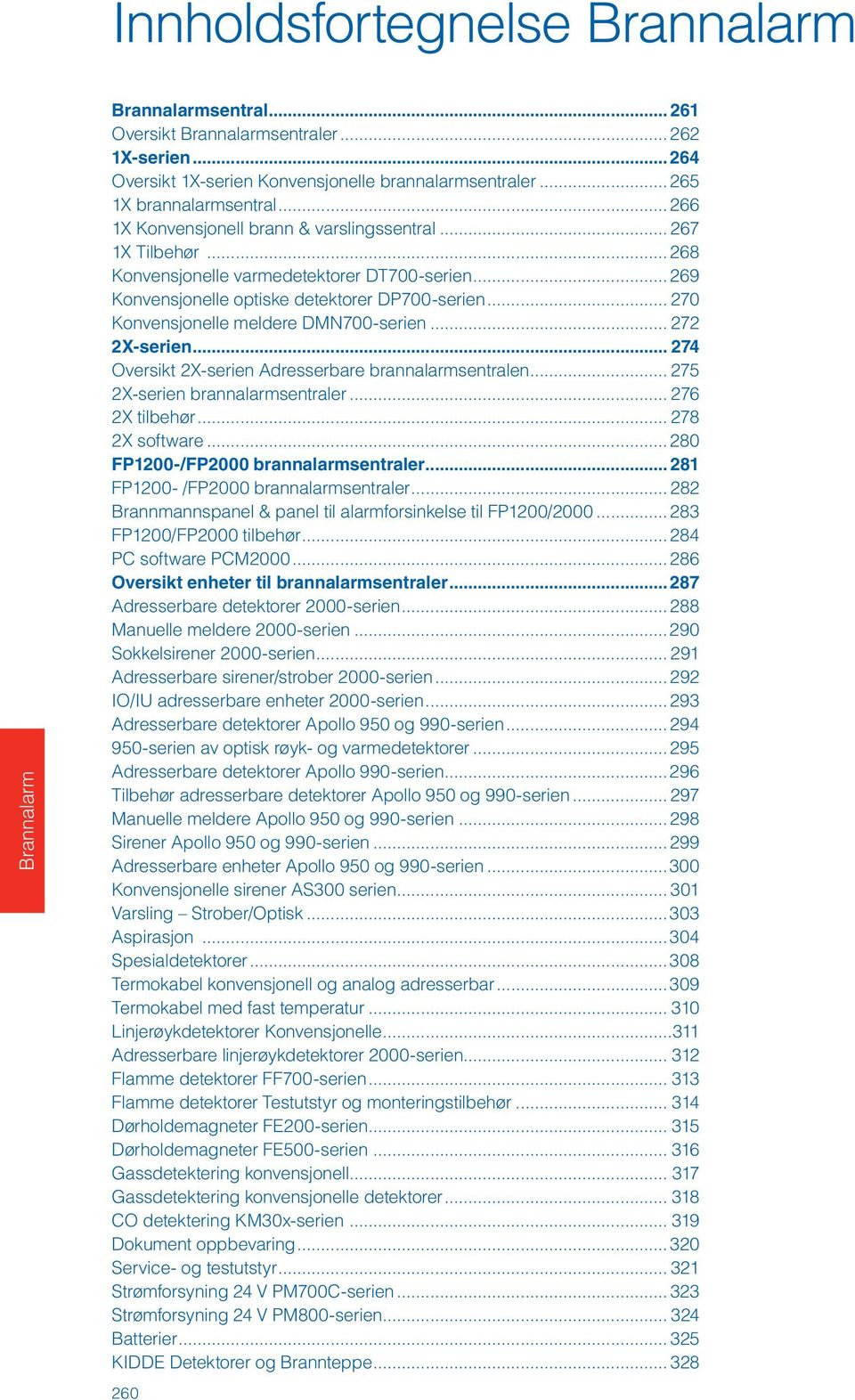 .. 270 Konvensjonelle meldere DMN700-serien... 272 2X-serien... 274 Oversikt 2X-serien Adresserbare brannalarmsentralen... 275 2X-serien brannalarmsentraler... 276 2X tilbehør... 278 2X software.