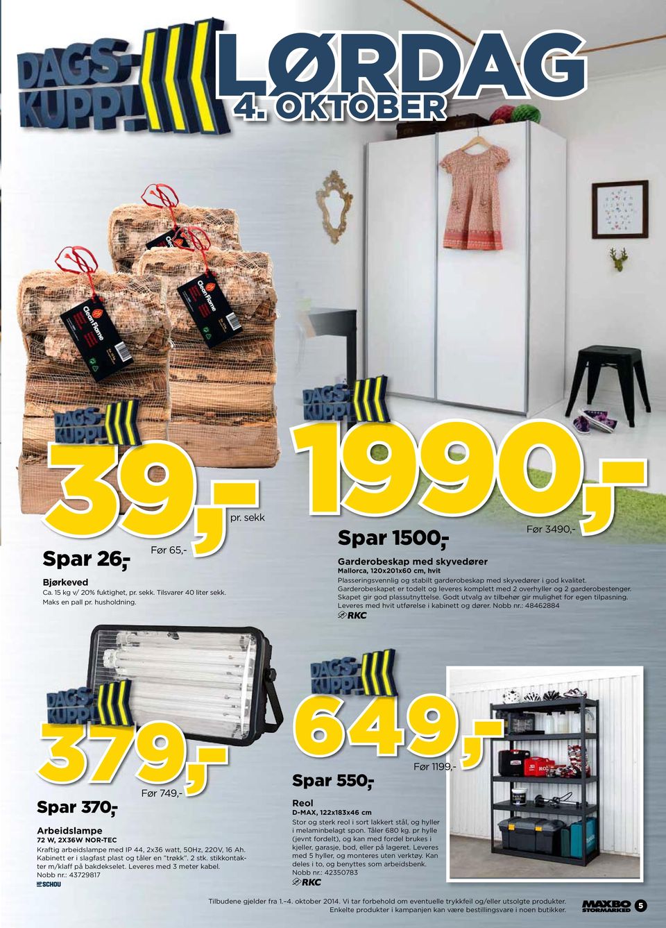 husholdning. pr. sekk 1990,- Før 3490,- Spar 1500,- 1500- med skyvedører Mallorca, 120x201x60 cm, hvit Plasseringsvennlig og stabilt garderobeskap med skyvedører i god kvalitet.