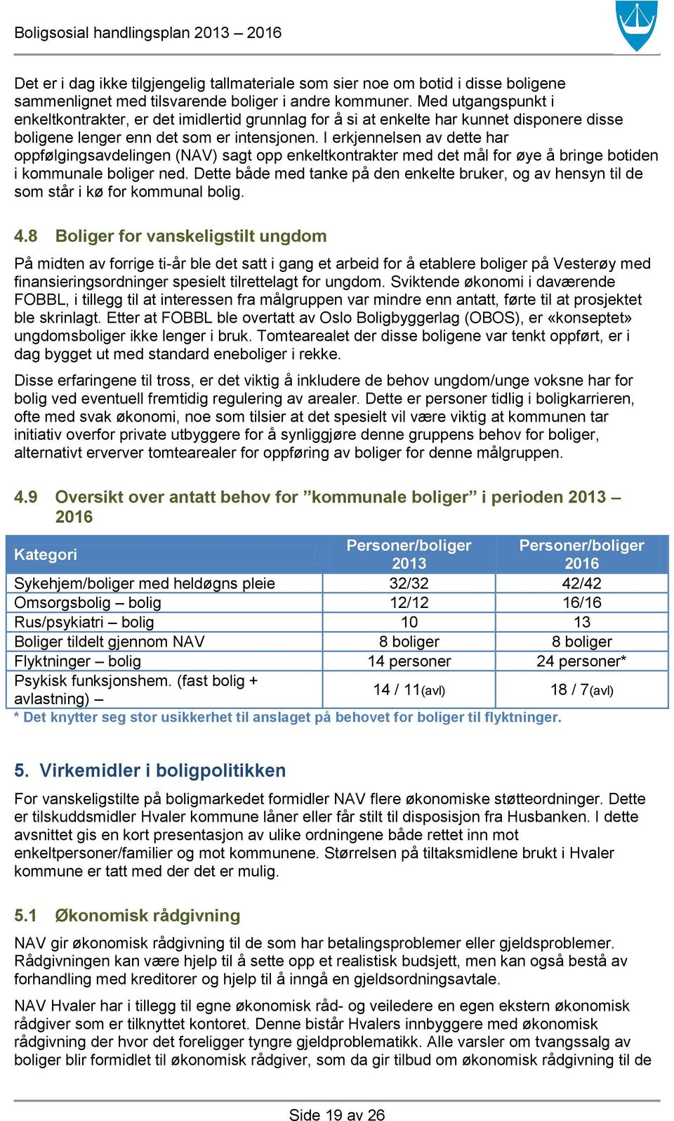 I erkjennelsen av dette har oppfølgingsavdelingen (NAV) sagt opp enkeltkontrakter med det mål for øye å bringe botiden i kommunale boliger ned.