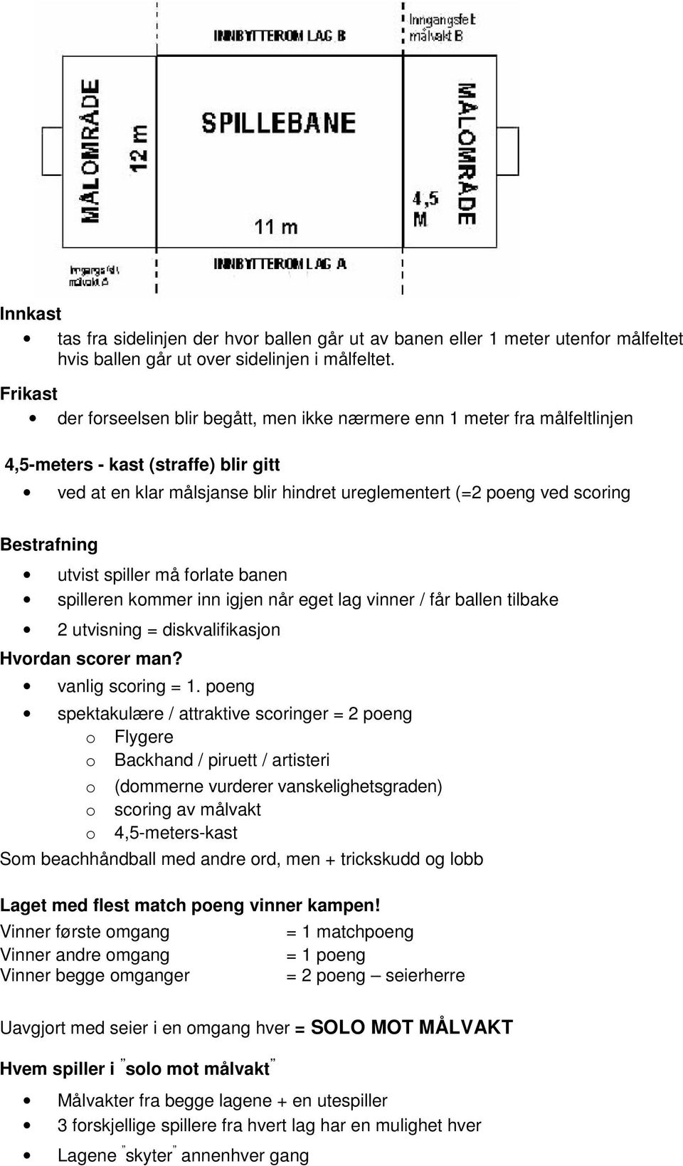 Bestrafning utvist spiller må forlate banen spilleren kommer inn igjen når eget lag vinner / får ballen tilbake 2 utvisning = diskvalifikasjon Hvordan scorer man? vanlig scoring = 1.