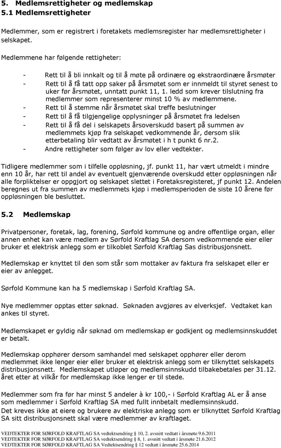 før årsmøtet, unntatt punkt 11, 1. ledd som krever tilslutning fra medlemmer som representerer minst 10 % av medlemmene.