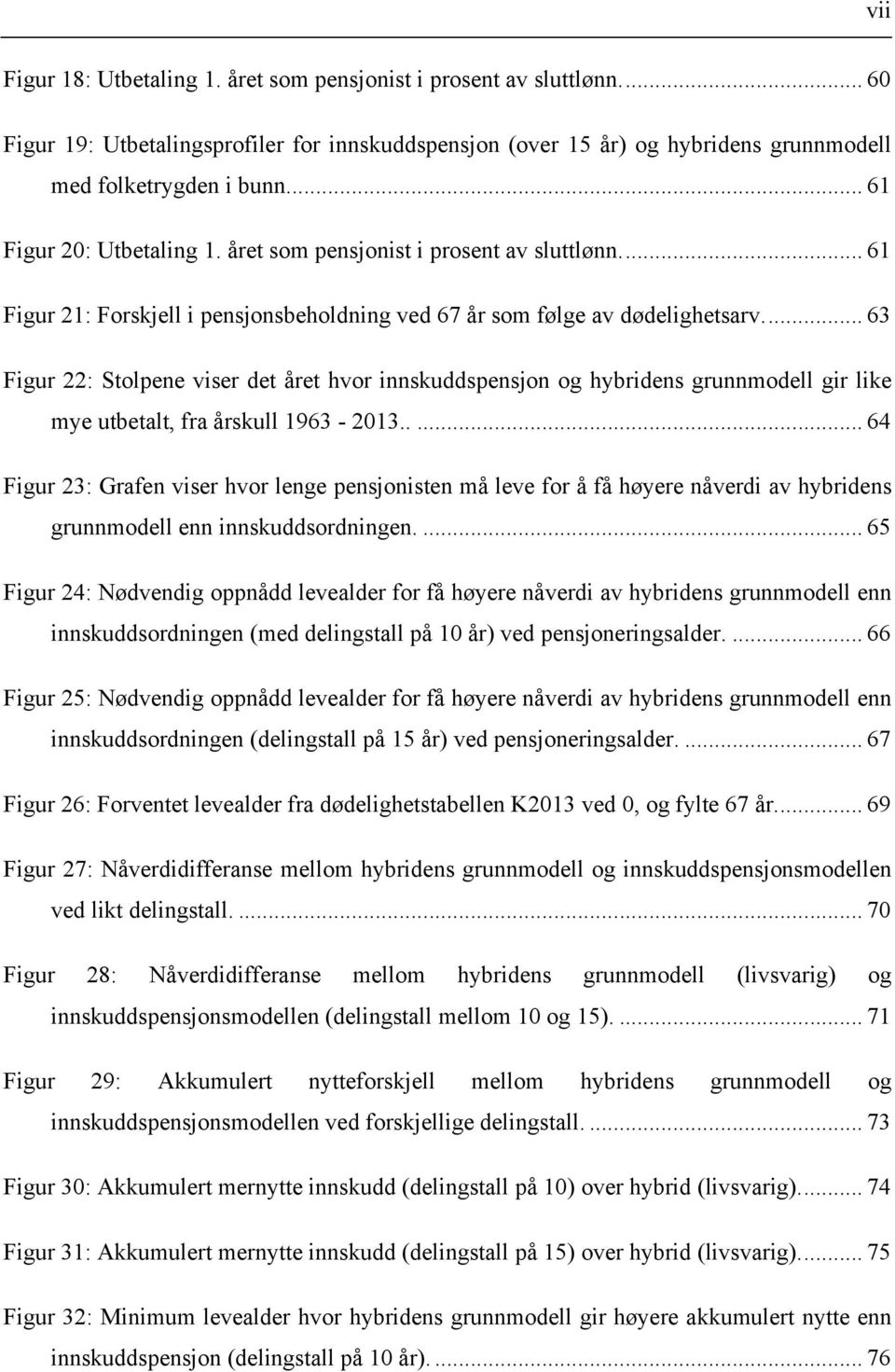 ... 63 Figur 22: Stolpene viser det året hvor innskuddspensjon og hybridens grunnmodell gir like mye utbetalt, fra årskull 1963-2013.