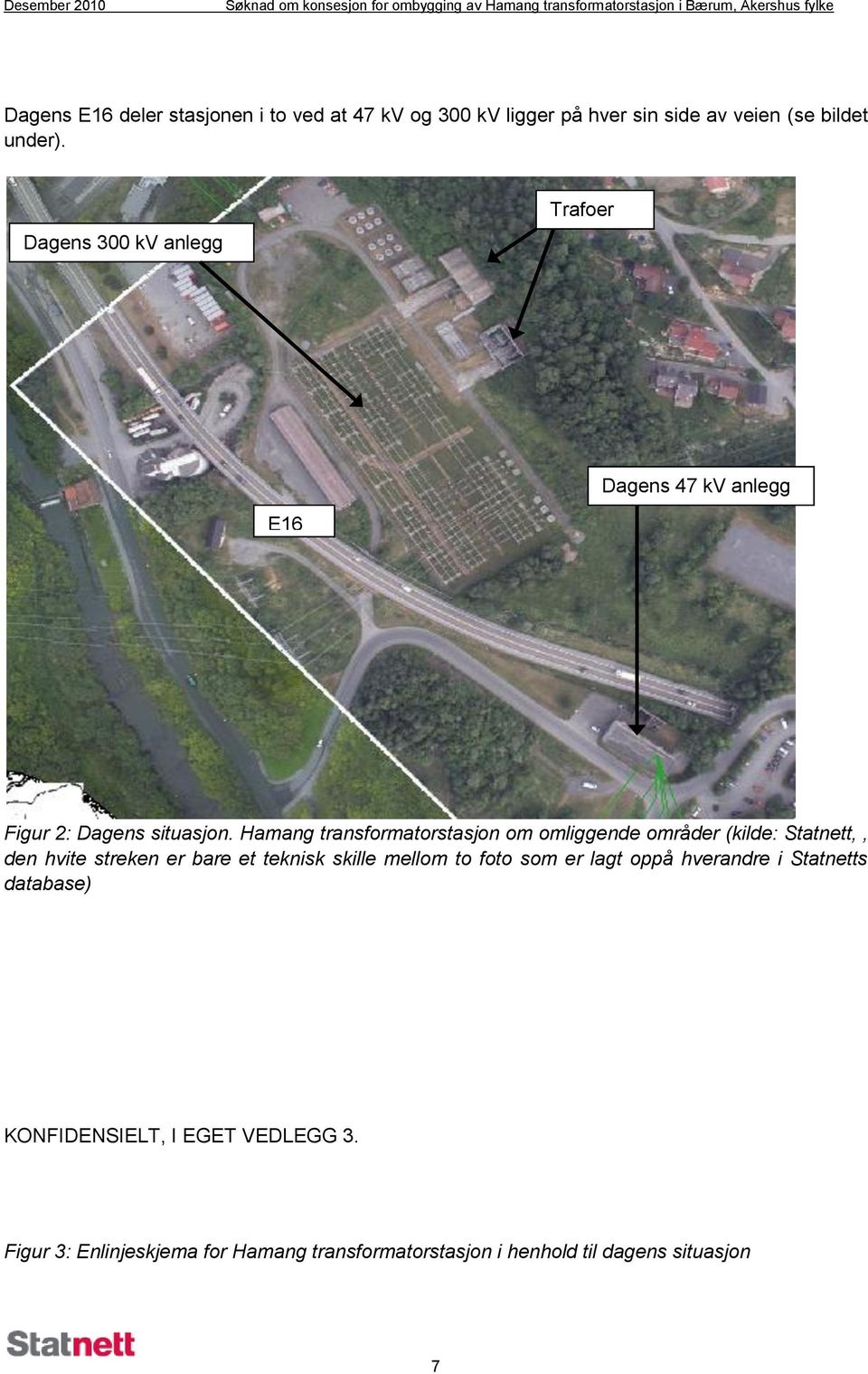 Hamang transformatorstasjon om omliggende områder (kilde: Statnett,, den hvite streken er bare et teknisk skille mellom