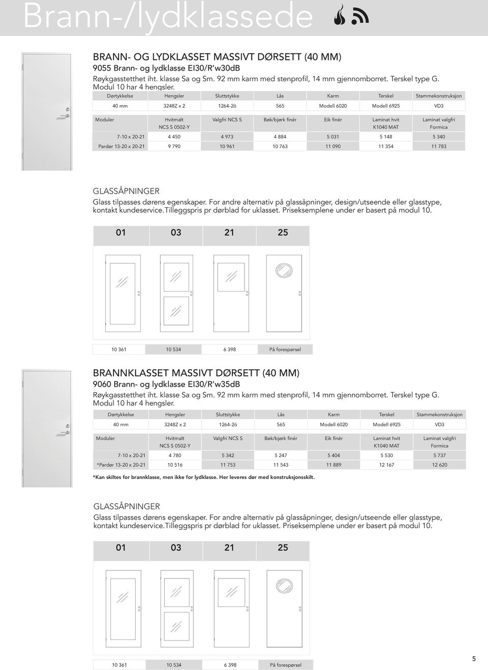 40 mm 3248Z x 2 1264-2ö 565 Modell 6020 Modell 65 VD3 7-10 x 20-21 4 450 4 973 4 884 5 031 5 148 5 340 Pardør 13-20 x 20-21 9 790 10 961 10 763 11 090 11 354 11 783 GLASSÅPNINGER Glass tilpasses