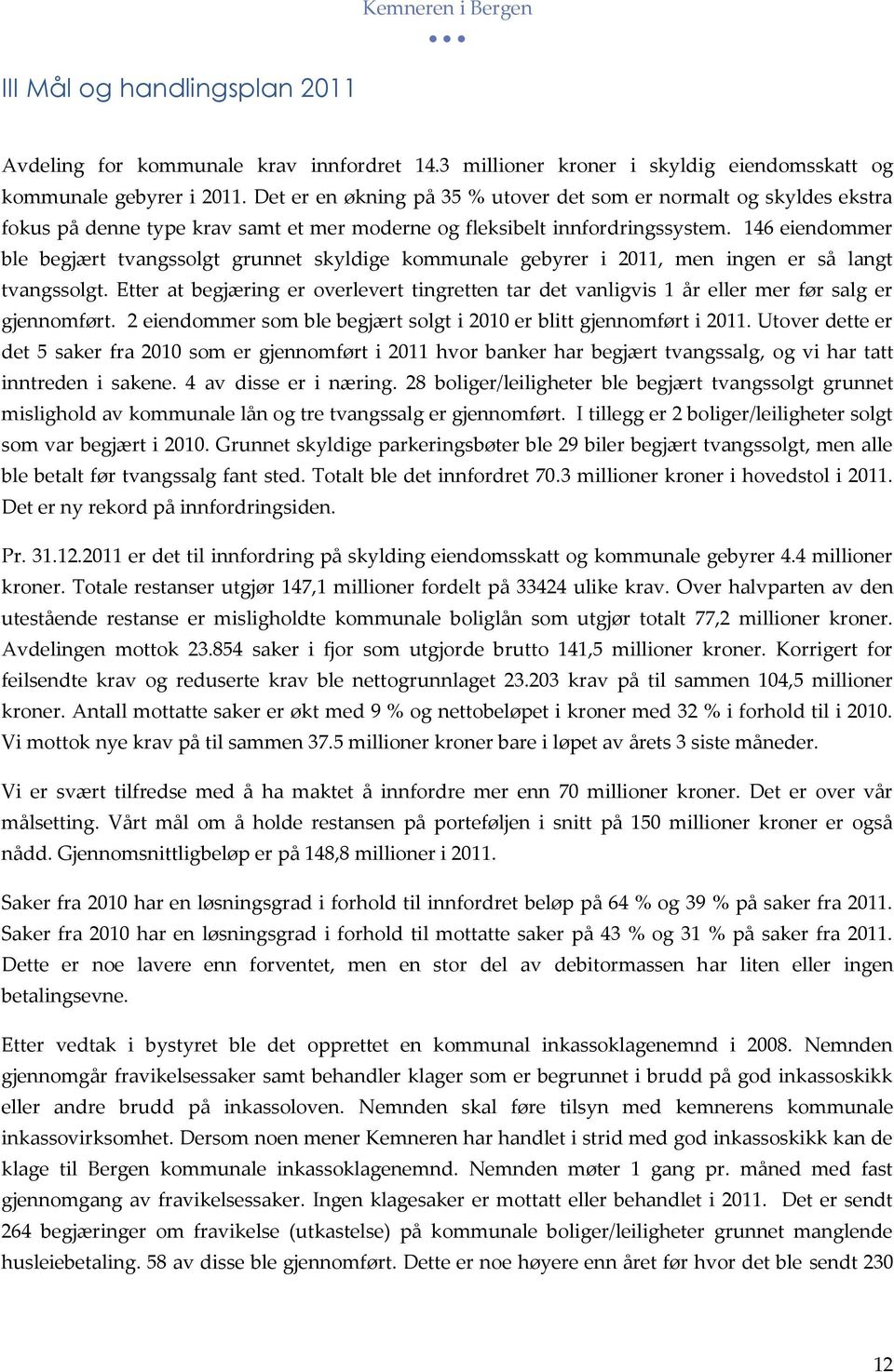 146 eiendommer ble begjært tvangssolgt grunnet skyldige kommunale gebyrer i 2011, men ingen er så langt tvangssolgt.