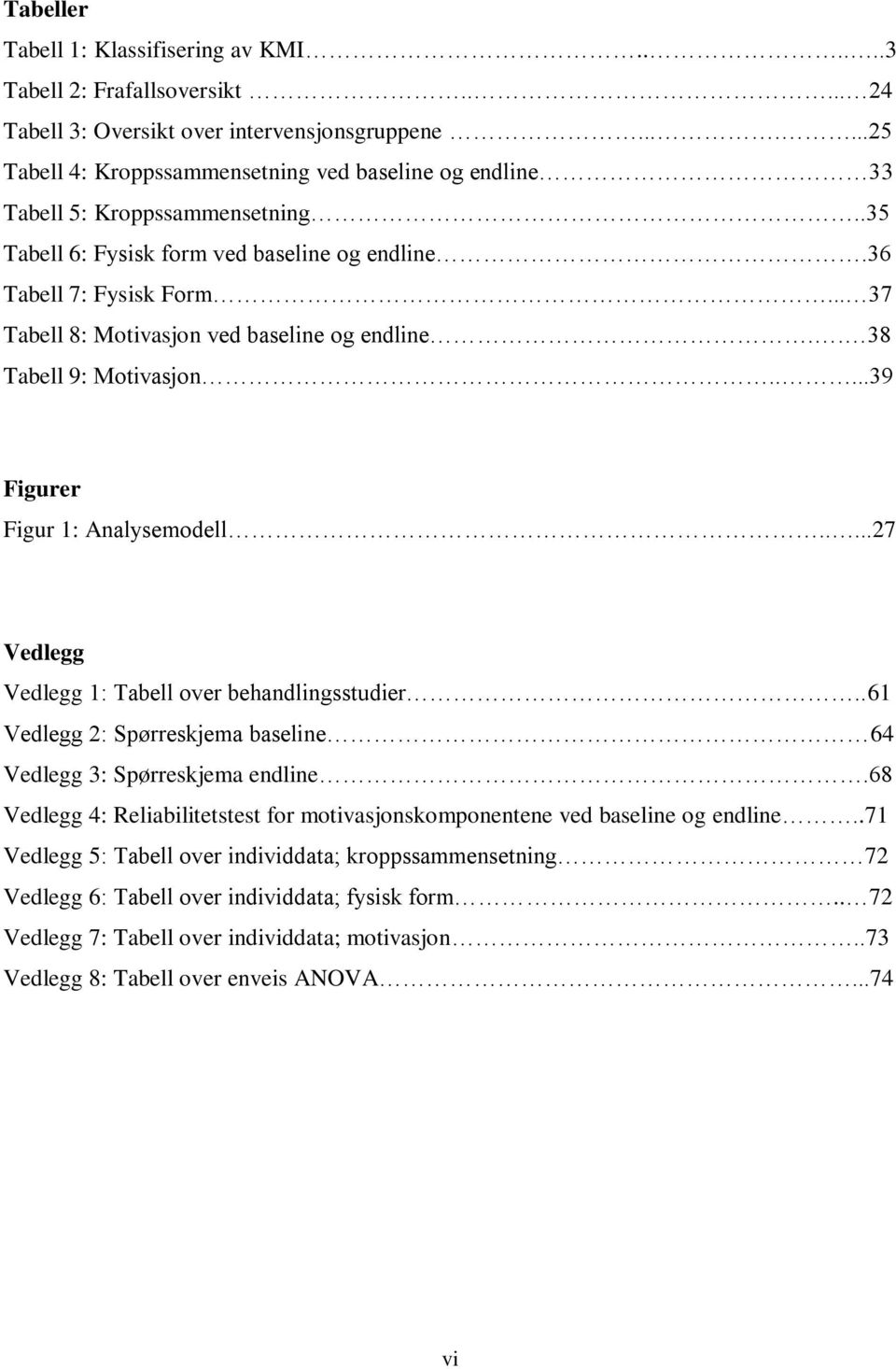 .. 37 Tabell 8: Motivasjon ved baseline og endline.. 38 Tabell 9: Motivasjon.....39 Figurer Figur 1: Analysemodell.....27 Vedlegg Vedlegg 1: Tabell over behandlingsstudier.