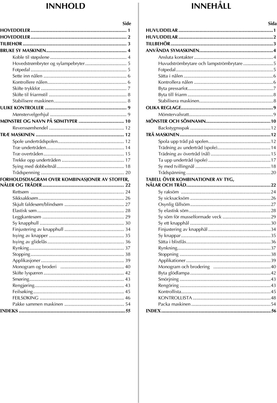 .. 12 TRÆ MASKINEN... 12 Spole undertrådspolen... 12 Træ undertråden... 14 Træ overtråden... 15 Trekke opp undertråden... 17 Sying med dobbeltnål... 18 Trådspenning.