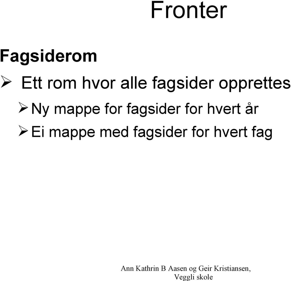 mappe for fagsider for hvert år