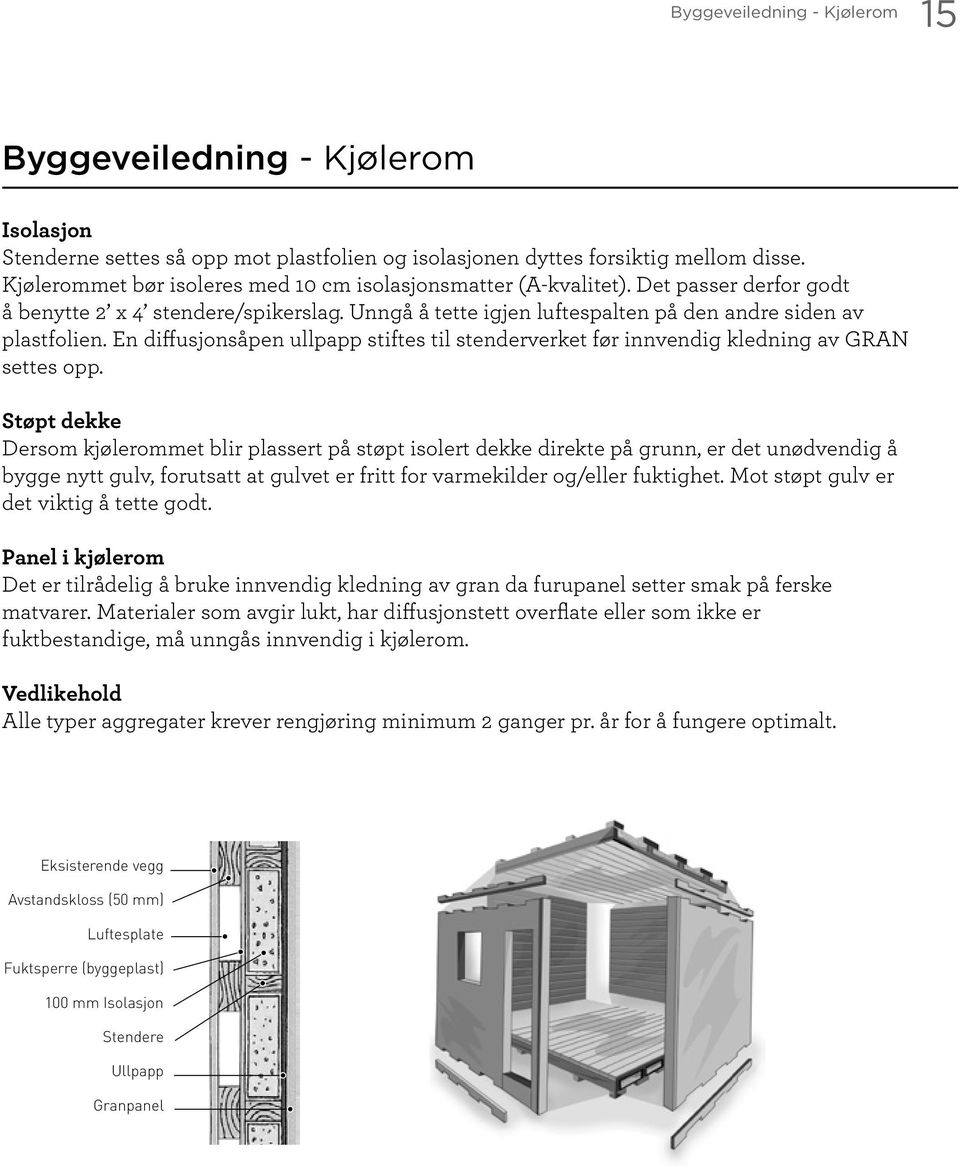 Studér Isolasjon derfor byggeveiledningen nøye, og bygg kjølerommet ditt forskriftsmessig.