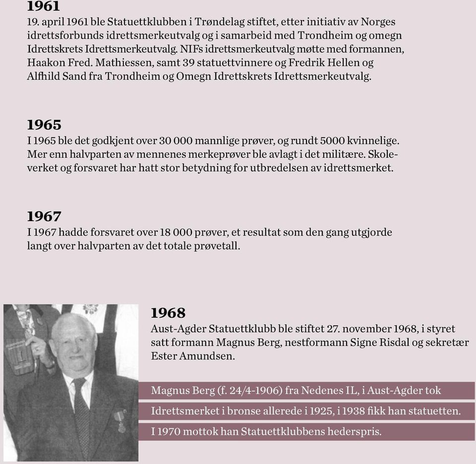 1965 I 1965 ble det godkjent over 30 000 mannlige prøver, og rundt 5000 kvinnelige. Mer enn halvparten av mennenes merkeprøver ble avlagt i det militære.