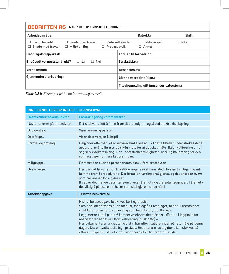 verneutstyr brukt? q Ja q Nei Strakstiltak: Verneombud: Gjennomført forbedring: Behandles av: Gjennomført dato/sign.: Tilbakemelding gitt innsender dato/sign.: Figur 2.