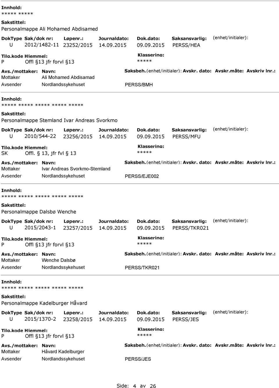 13, jfr fvl 13 Mottaker var Andreas Svorkmo-Stemland ERSS/EJE002 ersonalmappe Dalsbø Wenche 2015/2043-1 23257/2015